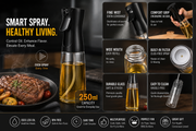 ETHOES Premium 250ml Glass Oil Spray Bottle – Fine Mist Cooking Sprayer for Air Fryer, BBQ & Kitchen