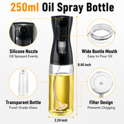 ETHOES Premium 250ml Glass Oil Spray Bottle – Fine Mist Cooking Sprayer for Air Fryer, BBQ & Kitchen