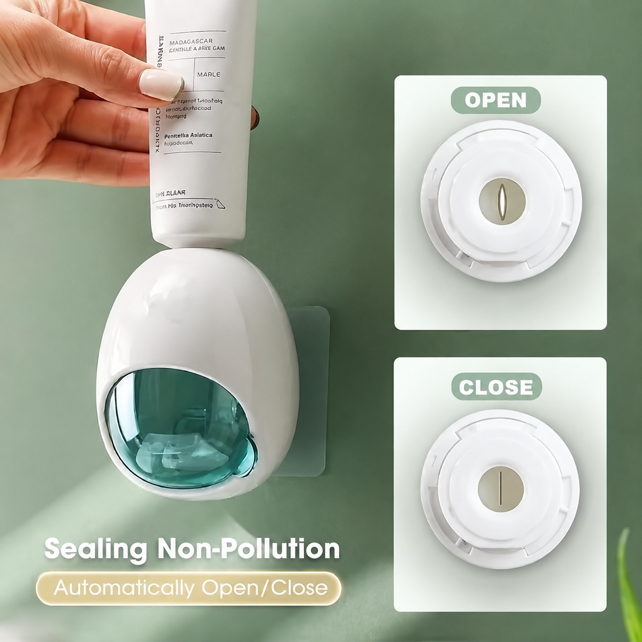 ETHOES Automatic Wall-Mounted Toothpaste Dispenser | Hands-Free Toothpaste Squeezer | No-Drill Bathroom Organizer