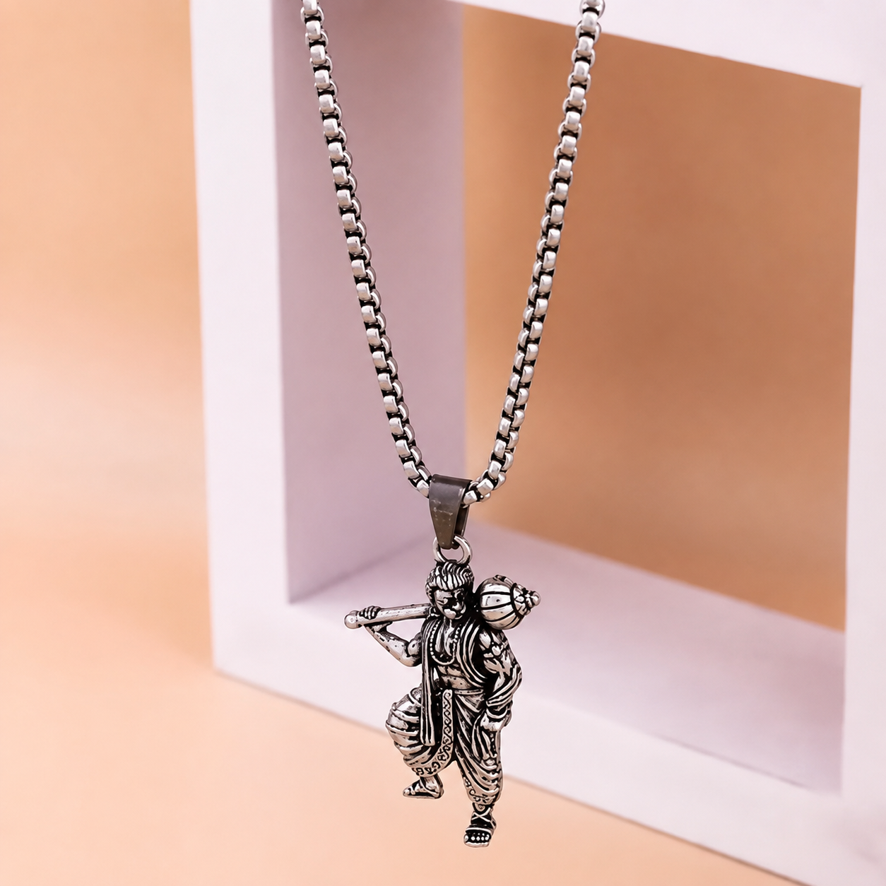 ETHOES Divine Hanuman Ji Silver Pendant Necklace