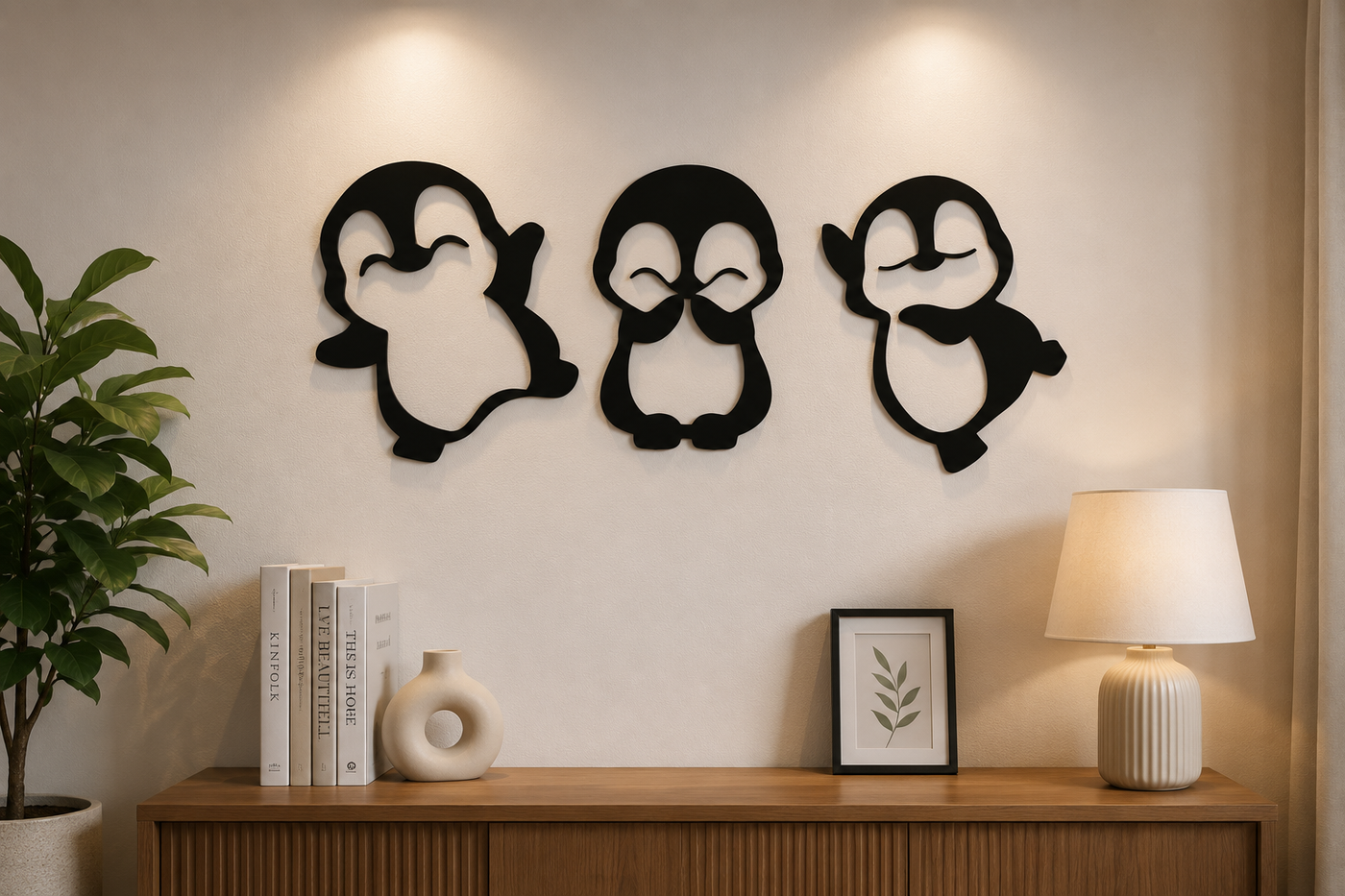 ETHOES Penguin Family Wall Art – 3 Piece Set