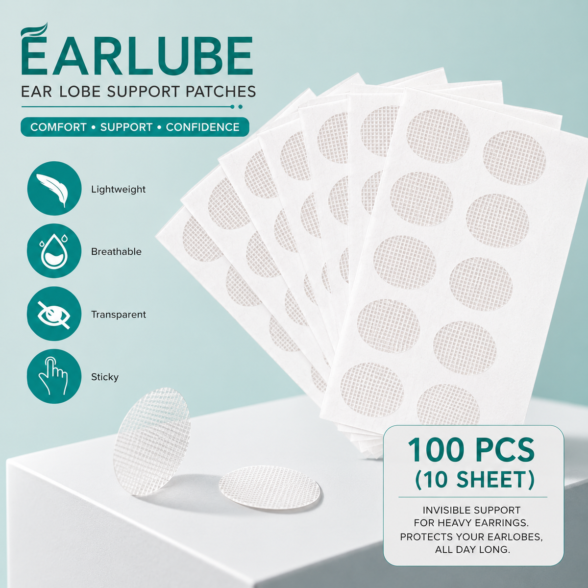 ETHOES Ear Lobe Support Patches – 100 PCS