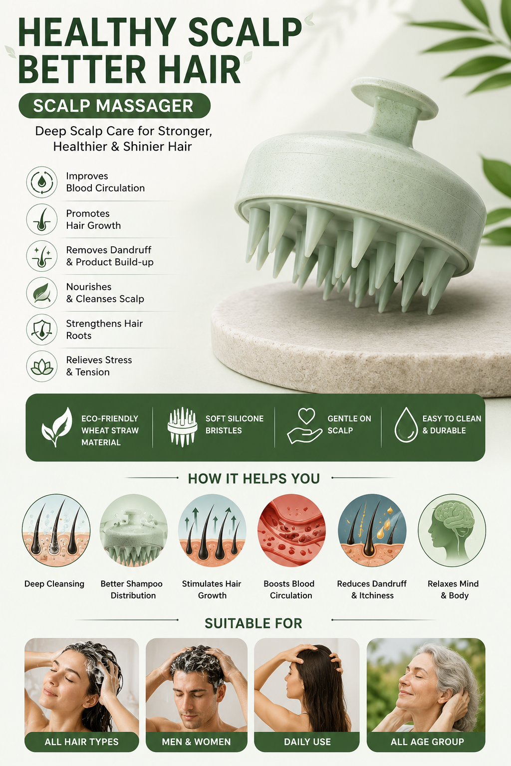 ETHOES Silicone Scalp Massager Brush